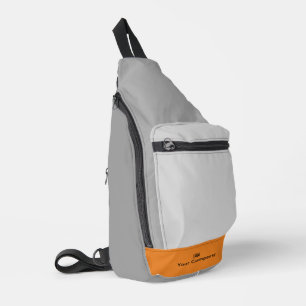 Modern Promotional Shades of Grey Orange Accents Sling Bag