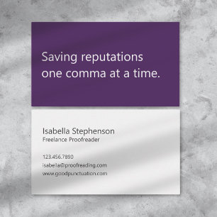 Modern Proofreader Freelance Minimalist Business Card