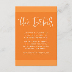 Modern Proposal Papaya Orange Wedding Details Enclosure Card