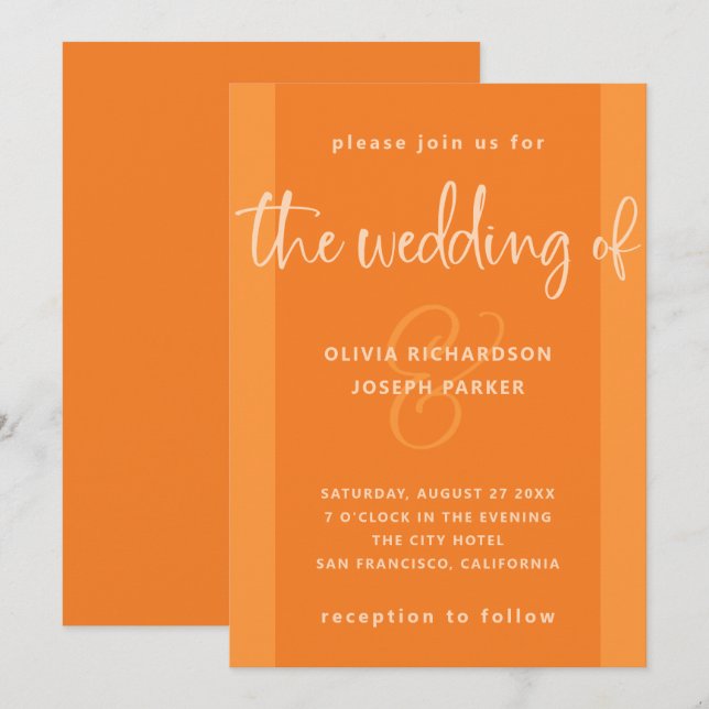Modern Proposal | Papaya Orange Wedding Invitation (Front/Back)