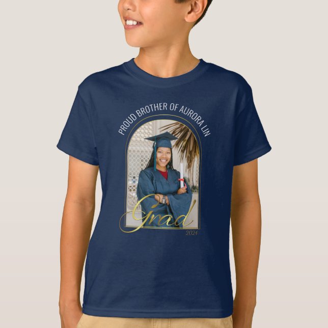 Modern Proud Brother of Grad Custom Photo Boho  T-Shirt (Front)