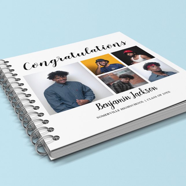 Modern Proud Dad | 5 Photo Graduation Notebook (Creator Uploaded)