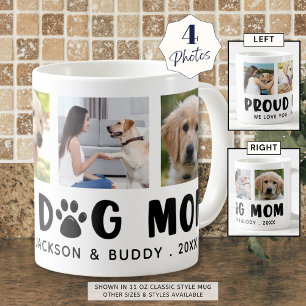 Modern PROUD DOG MOM Paw Print Photo Collage Coffee Mug