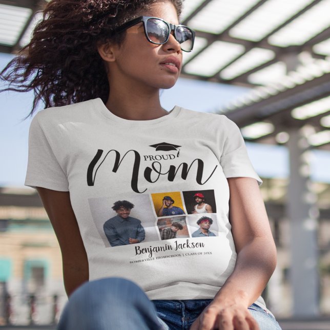 Modern Proud Mum | 5 Photo Graduation T-Shirt Tri-Blend Shirt (Creator Uploaded)