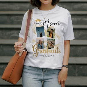 Modern Proud Mum Gold Graduate 4 Photograph White T-Shirt