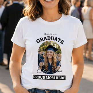 Modern Proud Mum Here | Photo Graduation T-Shirt