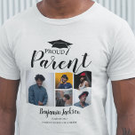Modern Proud Parent | 6 Photo Graduation T-Shirt<br><div class="desc">Create your own parent graduation T-shirt featuring 6 photo's of your son or daughter, text that reads "PROUD PARENT", 5 pictures, their childs name, the school or collage and the class of 2022. The tshirt is easily personalised and font styles, size and colours can be changed by clicking on the...</div>