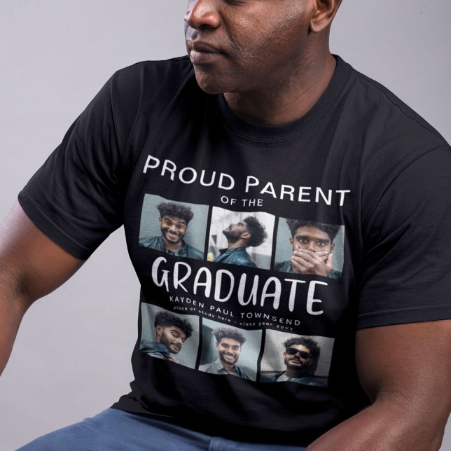 Modern Proud Parent Graduate 6 Photo Collage T-Shirt (Creator Uploaded)