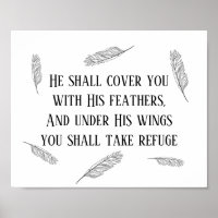 Modern Psalm 91 Bible Art Feathers Christian Sign