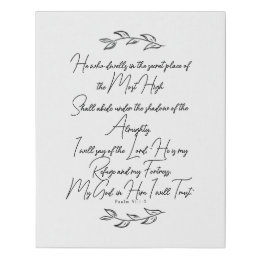 Modern Psalm 91 Christian Bible Art Leaves  Faux Canvas Print