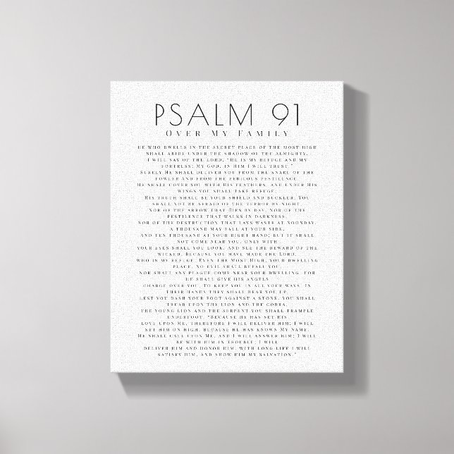 Modern Psalm 91 Over My Family Christian Canvas Print (Front)