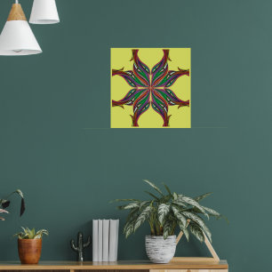 Modern psychedelic mandala poster