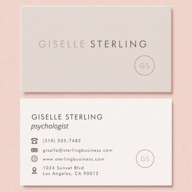 Modern Psychologist Blush Pink Minimalist Luxury  Business Card (Creator Uploaded)