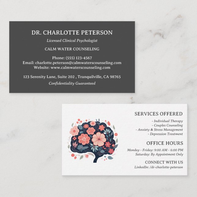 Modern Psychologist Psychotherapy Business Card (Front/Back)