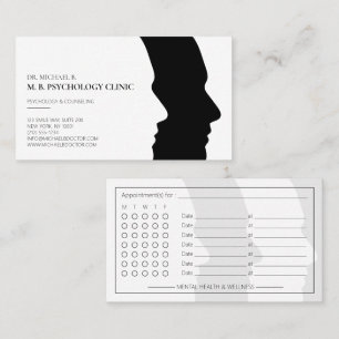 Modern Psychologist Therapist Face Silhouette Logo Appointment Card