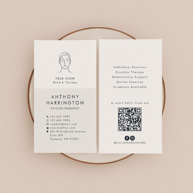 Modern Psychotherapist, QR code,  SM Icons Business Card (Creator Uploaded)