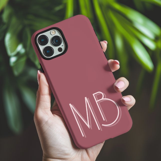 Modern Puce Monogram Initials Contemporary Case-Ma Case-Mate iPhone Case (Creator Uploaded)
