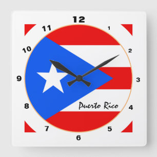 Modern Puerto Rican Flag, Puerto Rico / design Square Wall Clock