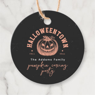 Modern Pumpkin Black Orange Halloween Party Favour Tags