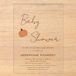 Modern Pumpkin Gender Neutral Baby Shower Acrylic Invitations