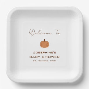 Modern Pumpkin Gender Neutral Baby Shower Paper Plate