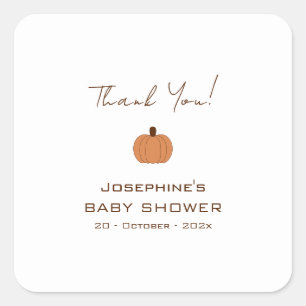 Modern Pumpkin Gender Neutral Baby Shower Square Sticker