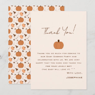 Modern Pumpkin Gender Neutral Baby Shower Thank You Card