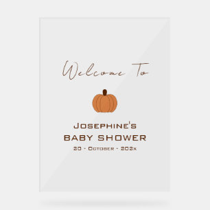 Modern Pumpkin Gender Neutral Baby Shower Welcome Acrylic Sign
