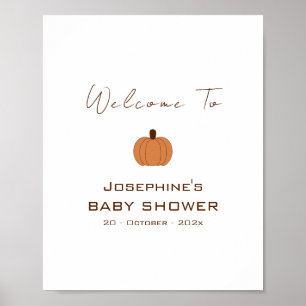 Modern Pumpkin Gender Neutral Baby Shower Welcome Poster