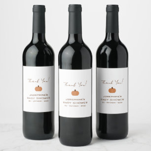 Modern Pumpkin Gender Neutral Baby Shower Wine Label