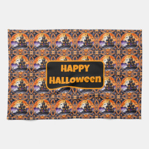 Modern Pumpkin Halloween Autumn Collection Tea Towel