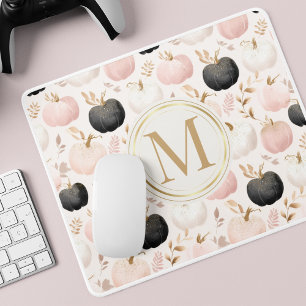 Modern Pumpkin Monogram – Personalised Initial Mouse Pad
