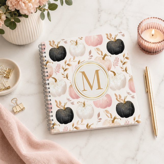 Modern Pumpkin Monogram – Personalised Initial Not Notebook (Creator Uploaded)