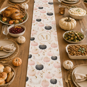 Modern Pumpkin Monogram – Personalised Initial  Short Table Runner