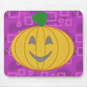 Modern Pumpkin on Purple Geometric Mouse Pad