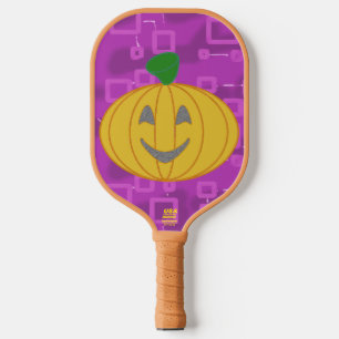 Modern Pumpkin on Purple Geometric Pickleball Paddle