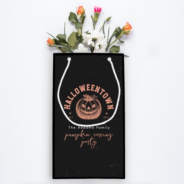 Modern Pumpkin Orange Black Halloween Party  Small Gift Bag (Creator Uploaded)