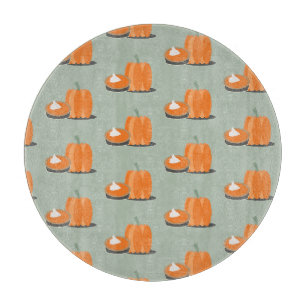 Modern Pumpkin Pumpkin Pie Pattern Green Cutting Board