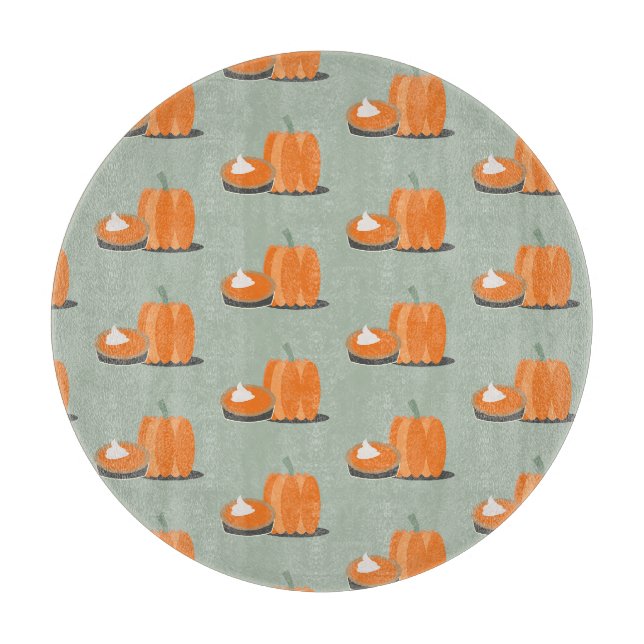 Modern Pumpkin Pumpkin Pie Pattern Green Cutting Board (Front)
