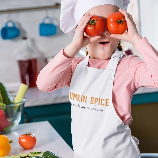Modern Pumpkin Spice Is My Favourite Season Quote Kids Apron (Creator Uploaded)
