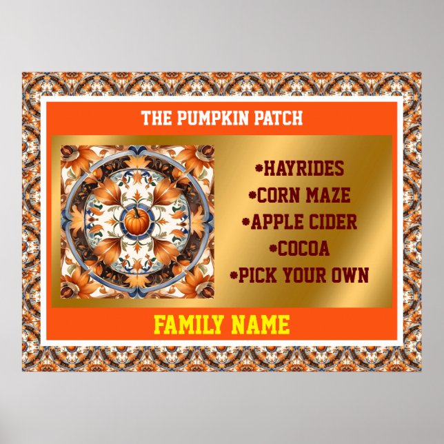 Modern Pumpkin Thanksgiving Autumn Collection Poster (Front)