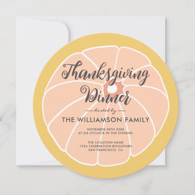 Modern Pumpkin Thanksgiving Dinner Invitation (Front)