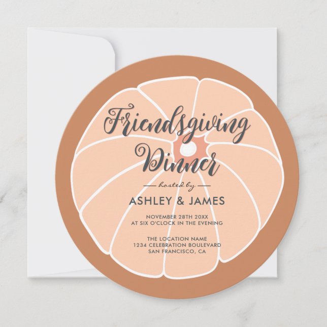 Modern Pumpkin Thanksgiving Dinner Invitation (Front)