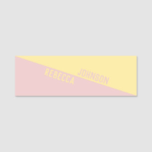 Modern Punchy Pastel Yellow Light Pink Duotone Name Tag