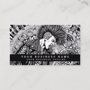 Modern Punk Rock Mohawk Angry Business Card