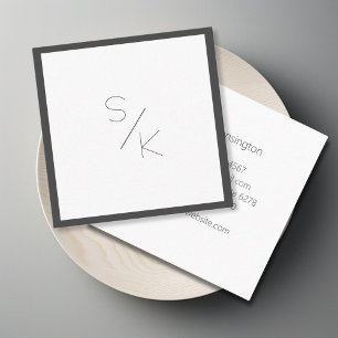 Modern Pur Grey-Black White Monogram Business Card