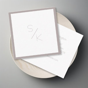 Modern Pur Grey White Monogram Business Card