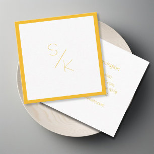 Modern Pur Yellow White Business Card
