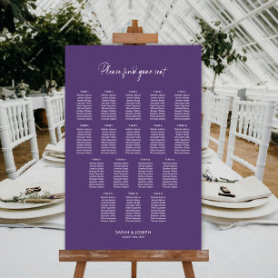 Modern Purple 17 Table Wedding Seating Chart