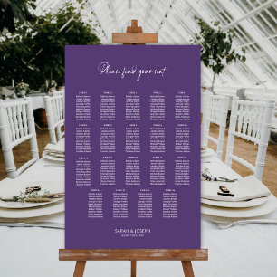 Modern Purple 19 Table Wedding Seating Chart